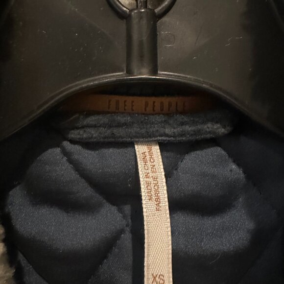 Free People Navy Corduroy Jacket with Cream Sherpa Collar - Picture 3 of 5